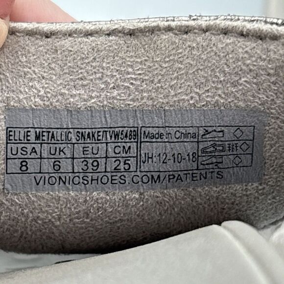 Vionic Pacific Ellie Metallic Snake Pewter Silver Comfort Sandals Women's Size 8 - Picture 10 of 10